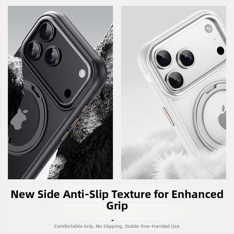 Θήκη Apple για κινητό με μαγνητικό στήριγμα 360° περιστρεφόμενο — PC+TPU, ματ φινίρισμα, δυνατότητα εξατομίκευσης, αντιπτώσεις πτώσης, αντί-αποτυπώματα