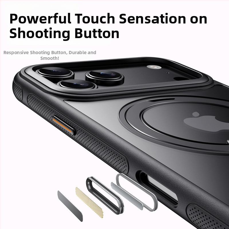 Θήκη Apple για κινητό με μαγνητικό στήριγμα 360° περιστρεφόμενο — PC+TPU, ματ φινίρισμα, δυνατότητα εξατομίκευσης, αντιπτώσεις πτώσης, αντί-αποτυπώματα