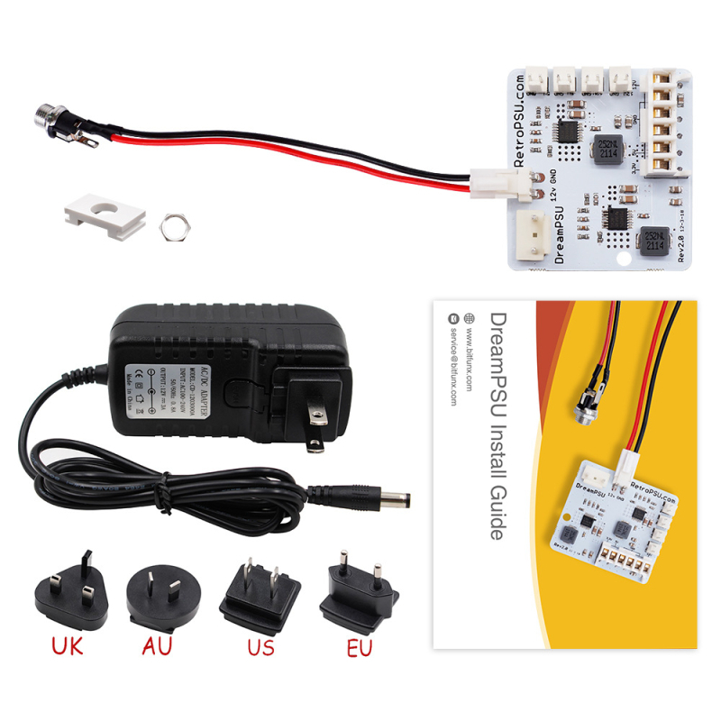 DreamPSU 12V set za zamjenu napajanja Dreamcast, Rev2.0, tih rad, ABS kućište