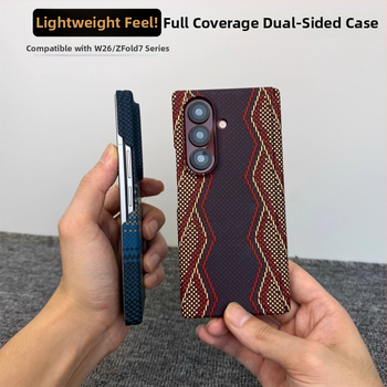 Samsung Z Fold7 aizsargkaste ar Kevlar rakstu W26, Fold6 plāns polikarbonāts, dubulta centrālā aizsardzība, pret kritieniem, pret nodilumu, pret pirkstu nospiedumiem