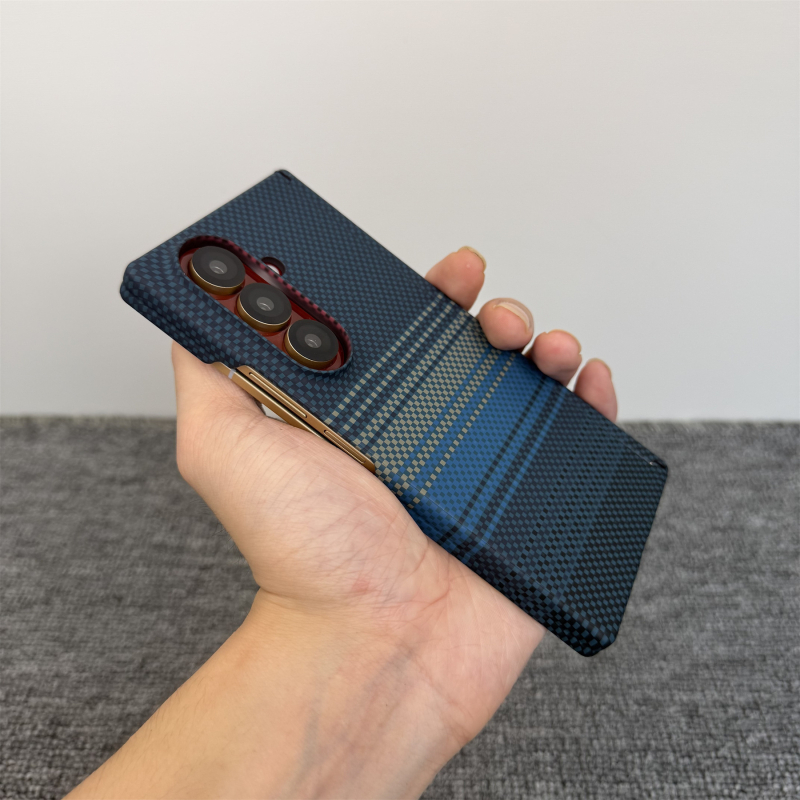 Samsung Z Fold7 aizsargkaste ar Kevlar rakstu W26, Fold6 plāns polikarbonāts, dubulta centrālā aizsardzība, pret kritieniem, pret nodilumu, pret pirkstu nospiedumiem