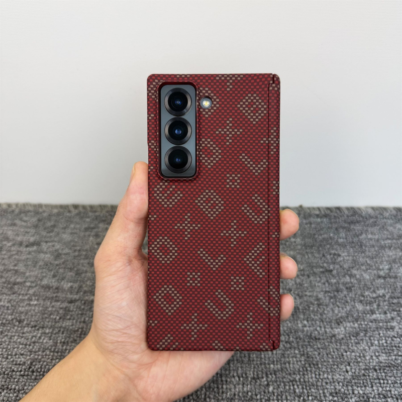 Samsung Z Fold7 aizsargkaste ar Kevlar rakstu W26, Fold6 plāns polikarbonāts, dubulta centrālā aizsardzība, pret kritieniem, pret nodilumu, pret pirkstu nospiedumiem