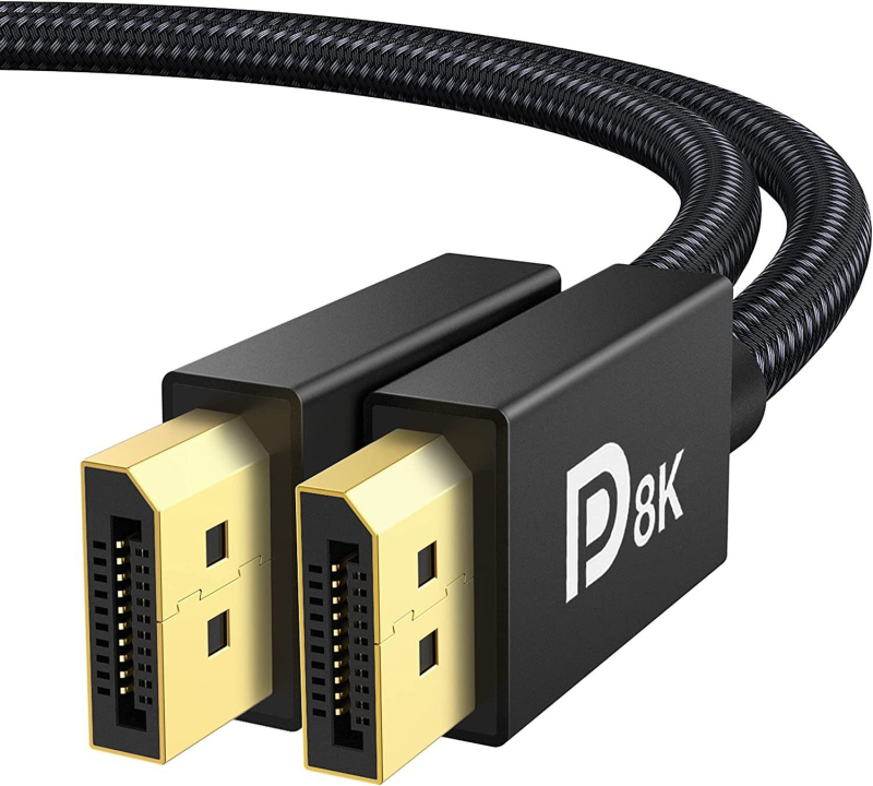 DisplayPort 2.1 kabelis, DP–DP patch kabelis, 40Gbps UHBR10, modelis JK-DP-107, ISO 9001 sertifikāts