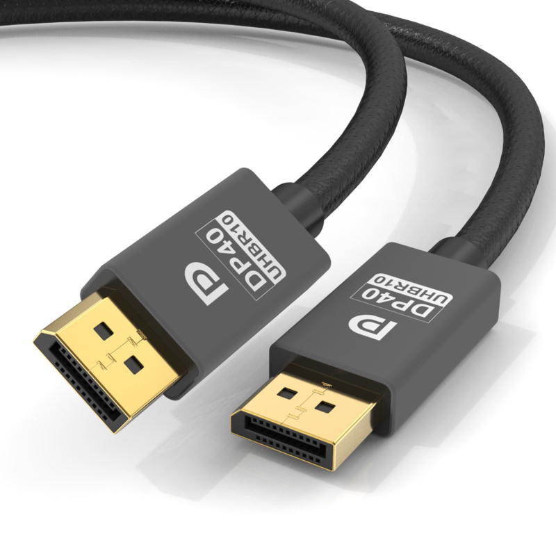 DisplayPort 2.1 kabelis, DP–DP patch kabelis, 40Gbps UHBR10, modelis JK-DP-107, ISO 9001 sertifikāts