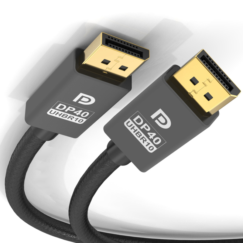DisplayPort 2.1 kabelis, DP–DP patch kabelis, 40Gbps UHBR10, modelis JK-DP-107, ISO 9001 sertifikāts