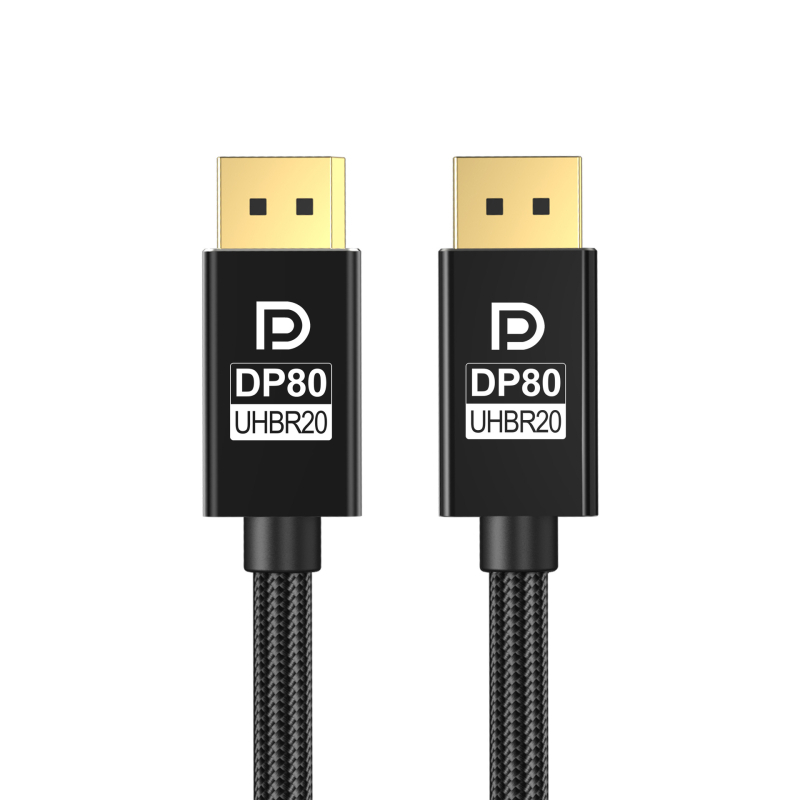 DisplayPort 2.1 kabelis, DP–DP patch kabelis, 40Gbps UHBR10, modelis JK-DP-107, ISO 9001 sertifikāts