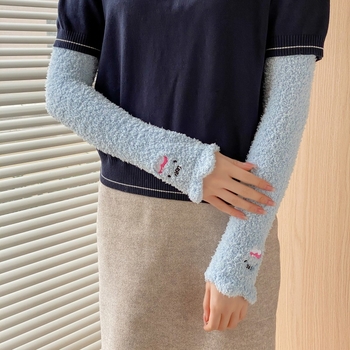 Manșete pentru cot pentru adulți, cu model Cartoon, brodate, calde pentru iarnă