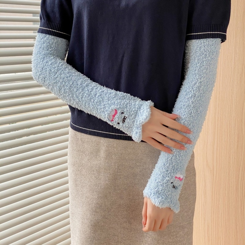 Manșete pentru cot pentru adulți, cu model Cartoon, brodate, calde pentru iarnă