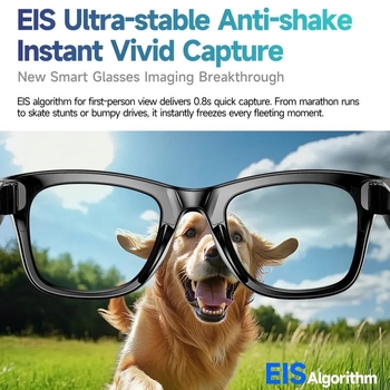 Náhlavné okuliare s AI prekladačom, 8MP kamera, Wi‑Fi, stabilizácia obrazu, 270mAh batéria