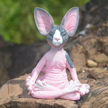 Exhibition Art Cartoon Hairless Cat Resin Ornament – Sintetička smola, dekorativna figura za kućni mini krajolik