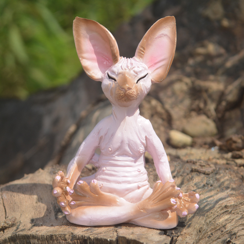 Exhibition Art Cartoon Hairless Cat Resin Ornament – Sintetička smola, dekorativna figura za kućni mini krajolik