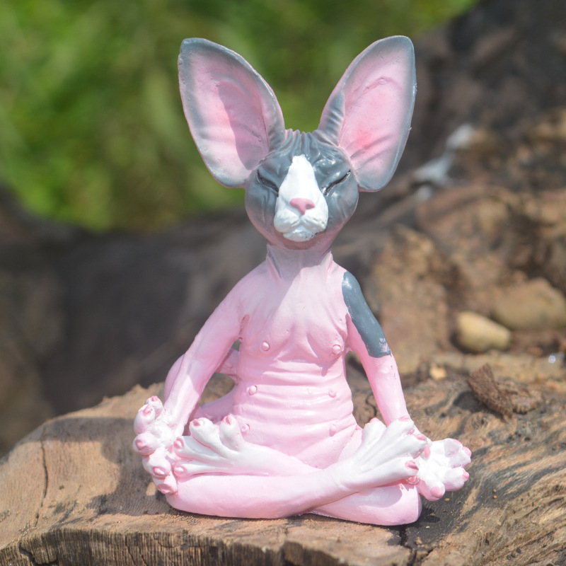 Exhibition Art Cartoon Hairless Cat Resin Ornament – Sintetička smola, dekorativna figura za kućni mini krajolik