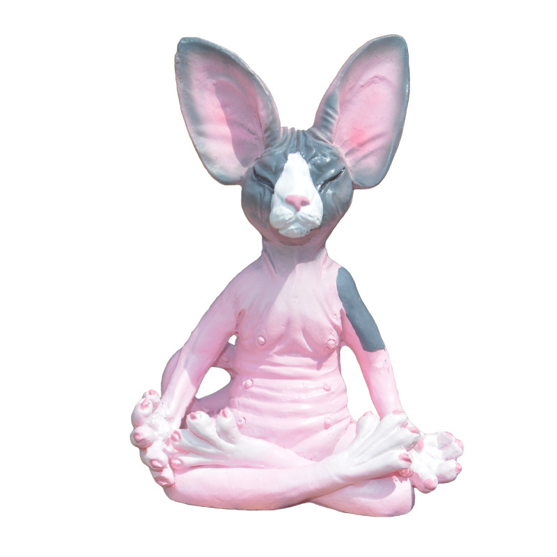 Exhibition Art Cartoon Hairless Cat Resin Ornament – Sintetička smola, dekorativna figura za kućni mini krajolik