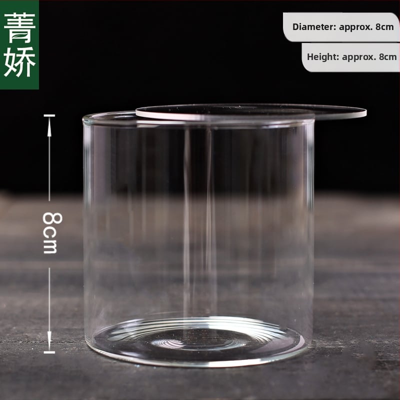 Mini stačiakampis stiklo buteliukas su akrilo dangteliu samanos mikro kraštovaizdžiui — borosilikato stiklas, Jing Jiao, kartoninė pakuotė, stalinis demonstravimas