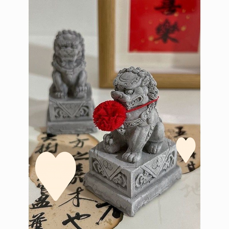 Ζεύγος λιονταριών από Bluestone, Zhuotai, κινεζικού στυλ ρητινώδη tea pets για γραφείο και διακόσμηση ενυδρείου