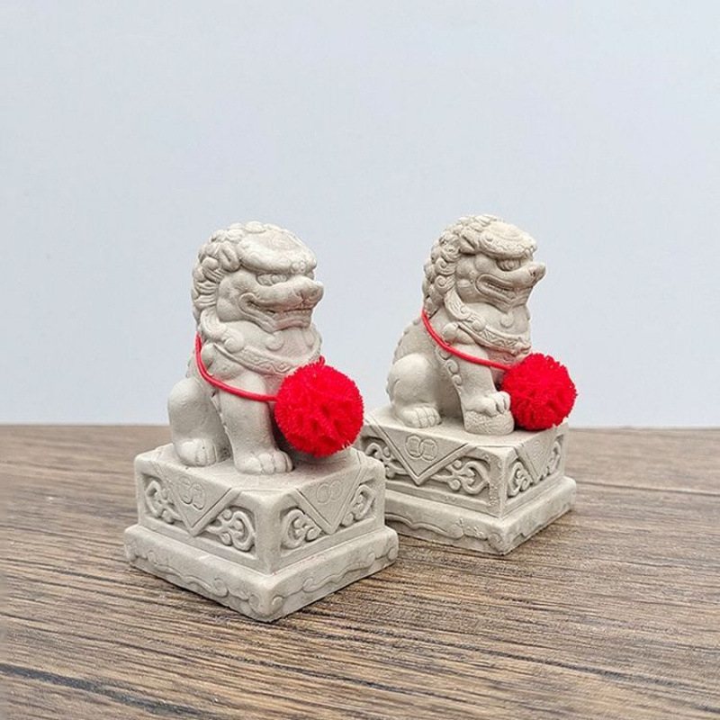 Ζεύγος λιονταριών από Bluestone, Zhuotai, κινεζικού στυλ ρητινώδη tea pets για γραφείο και διακόσμηση ενυδρείου