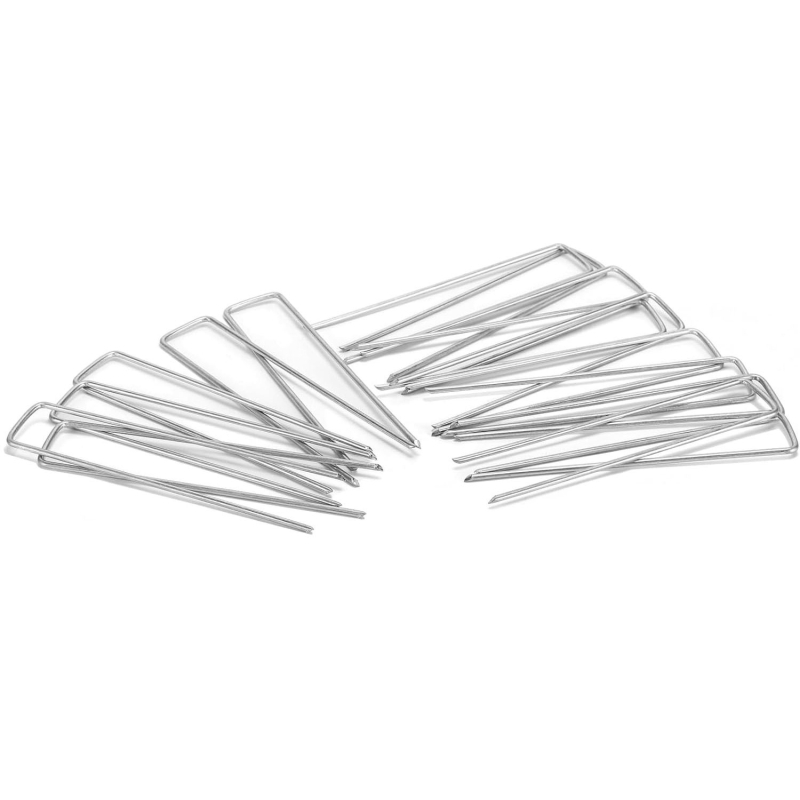 Ατσάλινα U-σχήματος καρφιά για κήπο και εξωτερικούς χώρους — τύπος: U-σχήματος καρφί; βάρος: 15 g; εφαρμογές: κηπουρική, ταξίδια και εξωτερικές χρήσεις.