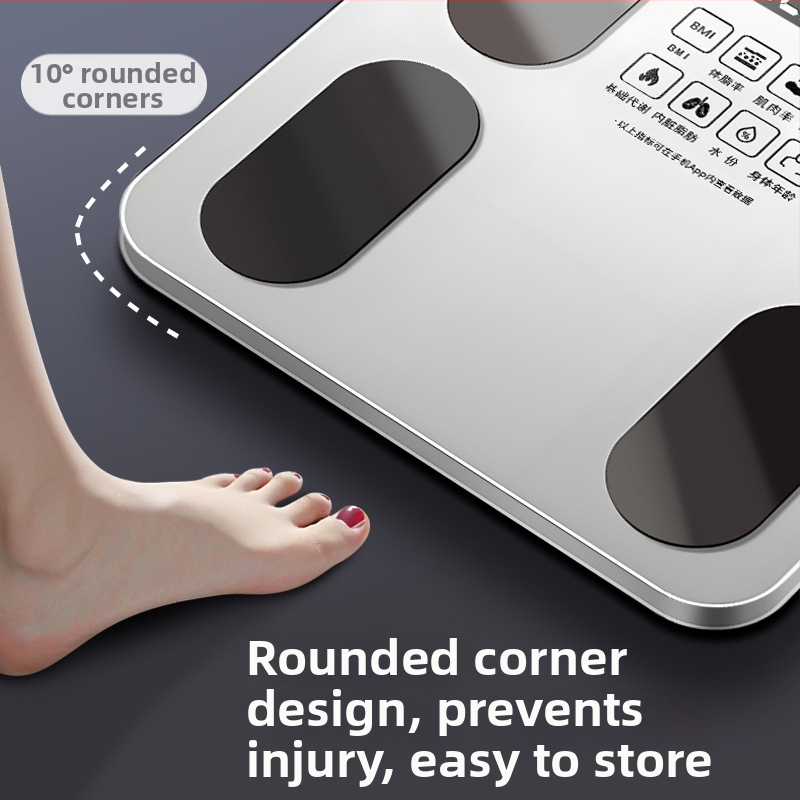 Έξυπνη ζυγαριά λίπους σώματος, υψηλής ακρίβειας για οικιακή χρήση, επαναφορτιζόμενη, χωρητικότητα 180 kg, μετρά βάρος, λίπος και υγρασία