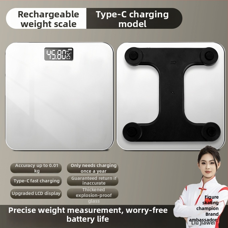 Έξυπνη ζυγαριά λίπους σώματος, υψηλής ακρίβειας για οικιακή χρήση, επαναφορτιζόμενη, χωρητικότητα 180 kg, μετρά βάρος, λίπος και υγρασία