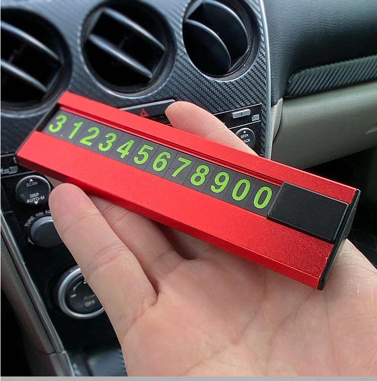 Skrivena aluminijska pločica za parkiranje sa svjetlećim velikim brojevima i karticom s telefonskim brojem za premještanje automobila — mogućnost tiskanja logotipa, model 666