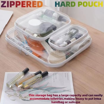 Σκληρή PVC ταξιδιωτική τσάντα – πολυλειτουργικός οργανωτής καλλυντικών και ειδών υγιεινής, μοντέρνος μινιμαλιστικός σχεδιασμός, μοντέλο 2023