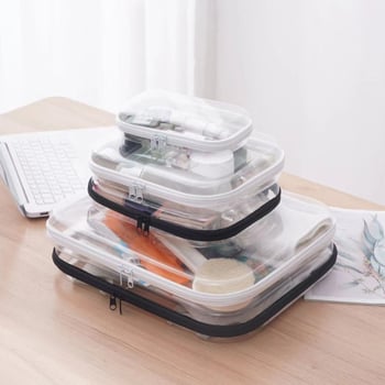 Σκληρή PVC ταξιδιωτική τσάντα – πολυλειτουργικός οργανωτής καλλυντικών και ειδών υγιεινής, μοντέρνος μινιμαλιστικός σχεδιασμός, μοντέλο 2023