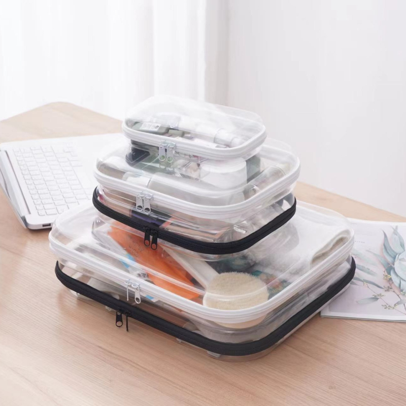 Σκληρή PVC ταξιδιωτική τσάντα – πολυλειτουργικός οργανωτής καλλυντικών και ειδών υγιεινής, μοντέρνος μινιμαλιστικός σχεδιασμός, μοντέλο 2023