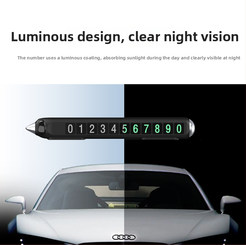 Noctilucent automobilni sigurnosni čekić s privremenim znakom za parkiranje i pomičnom registarskom pločom, ispisano logo, model 397