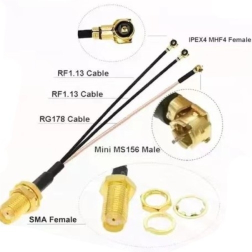 RF anténny adaptér kábel SMA na IPEX4, MS156, 50 Ω, SWR ≤1.5, zisk 28
