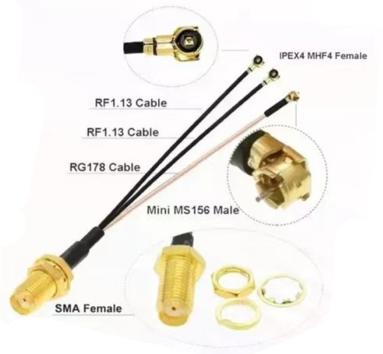 RF anténny adaptér kábel SMA na IPEX4, MS156, 50 Ω, SWR ≤1.5, zisk 28