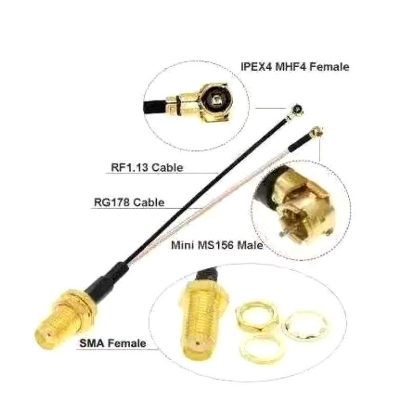 RF anténny adaptér kábel SMA na IPEX4, MS156, 50 Ω, SWR ≤1.5, zisk 28