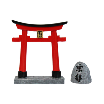 Ukras za akvarij: mini scena drevne arhitekture s torii vratima, japanski stil, bonsai stolni dekor, smola, brend Shiyinzhai