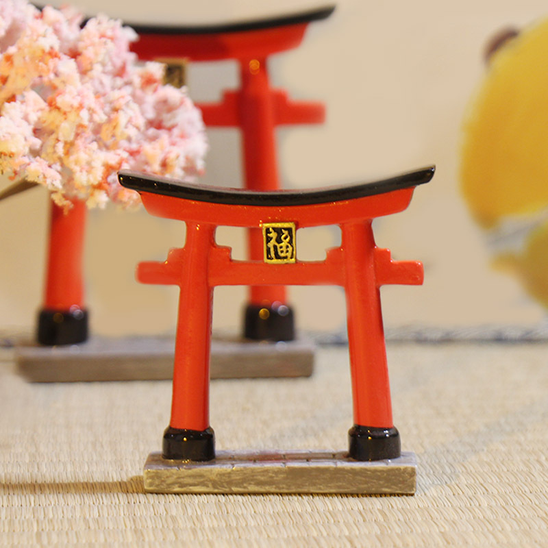 Ukras za akvarij: mini scena drevne arhitekture s torii vratima, japanski stil, bonsai stolni dekor, smola, brend Shiyinzhai