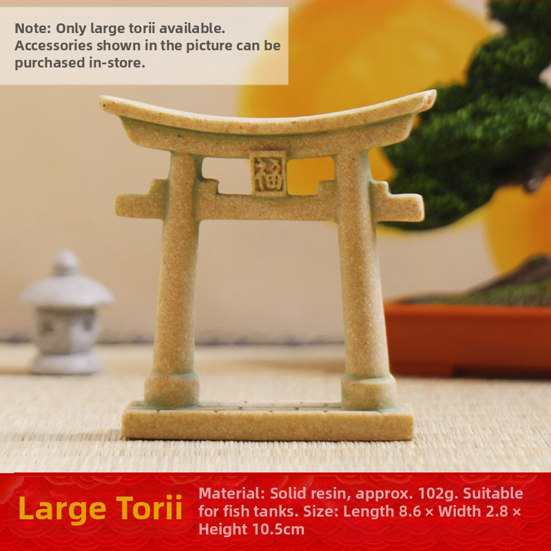 Ukras za akvarij: mini scena drevne arhitekture s torii vratima, japanski stil, bonsai stolni dekor, smola, brend Shiyinzhai