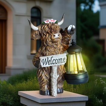 Ρητίνη Χάιλλαντ Κοου: Ηλιακή Λάμπα Κήπου-Γλυπτό, Εξωτερικός Φωτισμός, Παστοραλιστικό Στυλ, By Moonlight