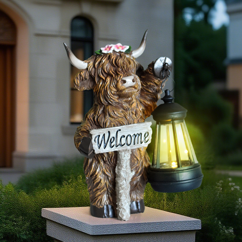 Ρητίνη Χάιλλαντ Κοου: Ηλιακή Λάμπα Κήπου-Γλυπτό, Εξωτερικός Φωτισμός, Παστοραλιστικό Στυλ, By Moonlight