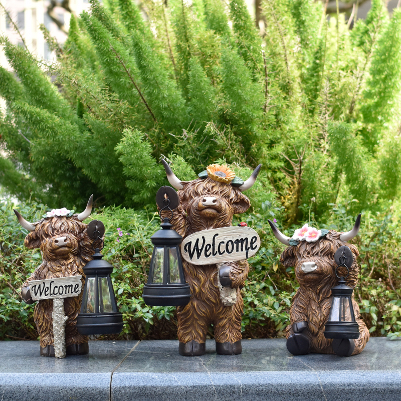 Ρητίνη Χάιλλαντ Κοου: Ηλιακή Λάμπα Κήπου-Γλυπτό, Εξωτερικός Φωτισμός, Παστοραλιστικό Στυλ, By Moonlight