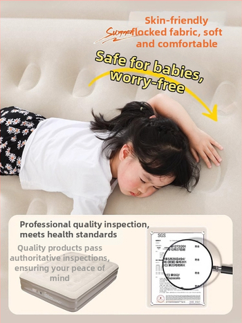 Išorinei kempingo stovyklai tinkama pripučiama lova su aukštu pūkuotu paviršiumi, automatinis pripūtimas, sveria 7,5 kg, maksimali apkrova 450 kg