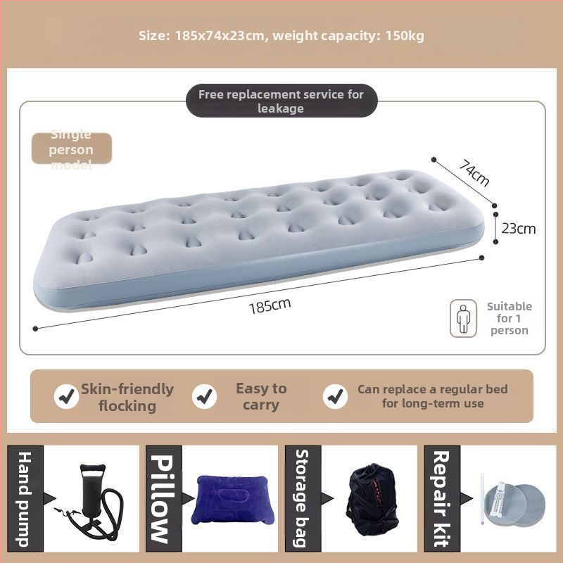 Pripučiamas lova lauko kempingui, savarankiškai pripučiamas, dviejų sluoksnių, sulankstomas, su išorine pompa