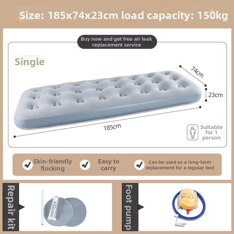 Pripučiamas lova lauko kempingui, savarankiškai pripučiamas, dviejų sluoksnių, sulankstomas, su išorine pompa