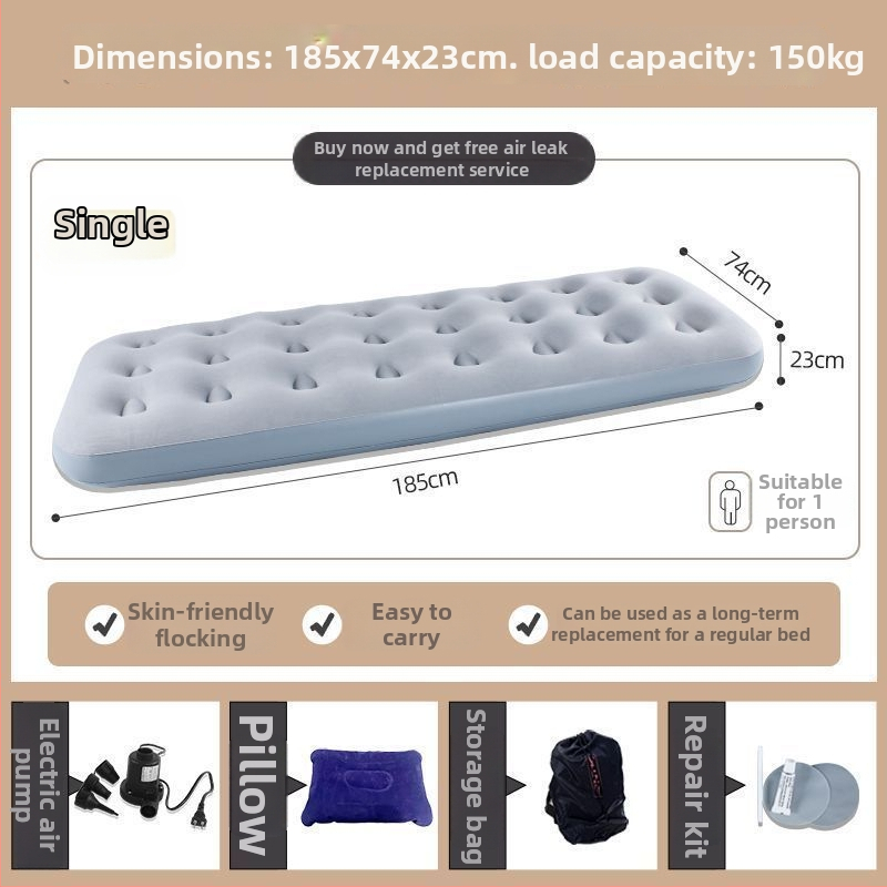 Pripučiamas lova lauko kempingui, savarankiškai pripučiamas, dviejų sluoksnių, sulankstomas, su išorine pompa