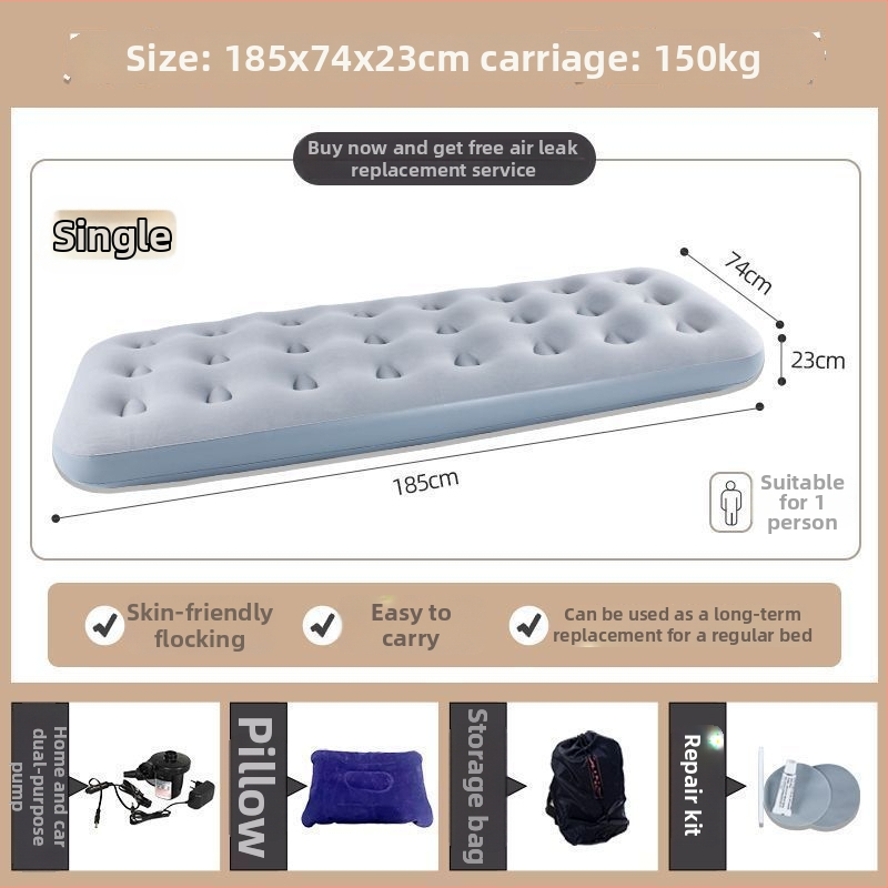 Pripučiamas lova lauko kempingui, savarankiškai pripučiamas, dviejų sluoksnių, sulankstomas, su išorine pompa