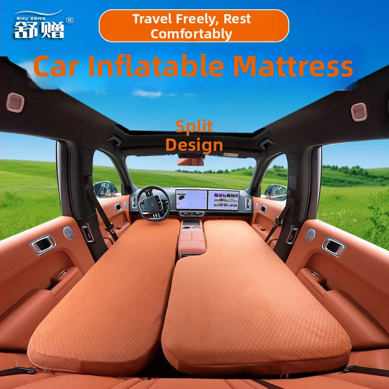 Automobilio priekinės eilės pripučiamas lova su integruotu dalijimosi dizainu vairuotojui ir keleiviui, PVC hamakos paviršius, apkrova 300 kg