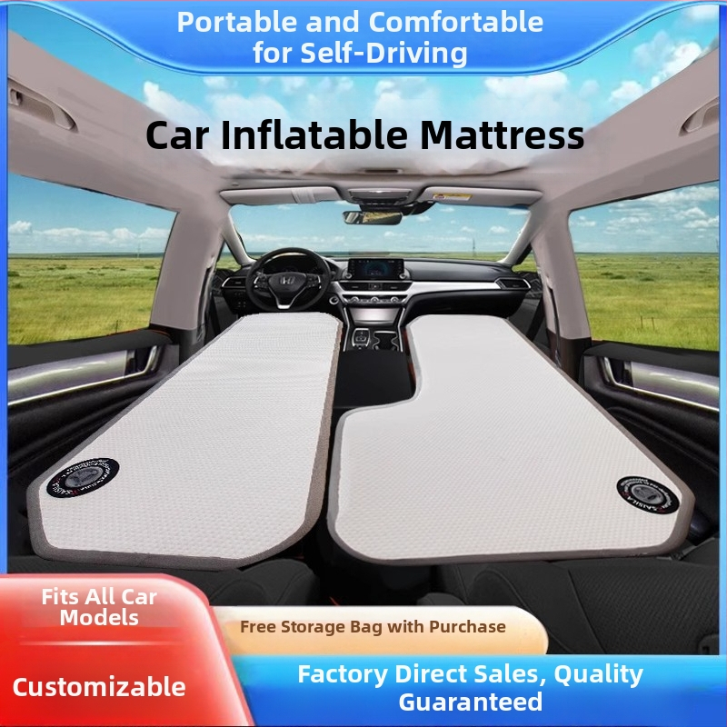 Automobilio priekinės eilės pripučiamas lova su integruotu dalijimosi dizainu vairuotojui ir keleiviui, PVC hamakos paviršius, apkrova 300 kg