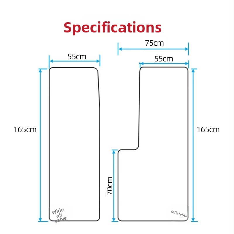 Automobilio priekinės eilės pripučiamas lova su integruotu dalijimosi dizainu vairuotojui ir keleiviui, PVC hamakos paviršius, apkrova 300 kg