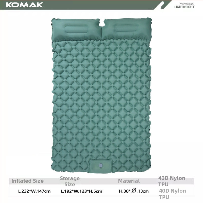 Ārējā divu personu ultra viegla piepūšamā guļvietas sega kempingam, ALD, 40D neilons TPU, 1,1 kg, kāju pūšana