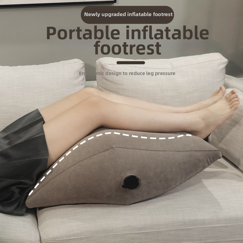 Pūšams ceļojumu kāju balsts, PVC flocking materiāls, lielā diametra dubultā ventile, 0,4 mm biezums, 0,4 kg svars