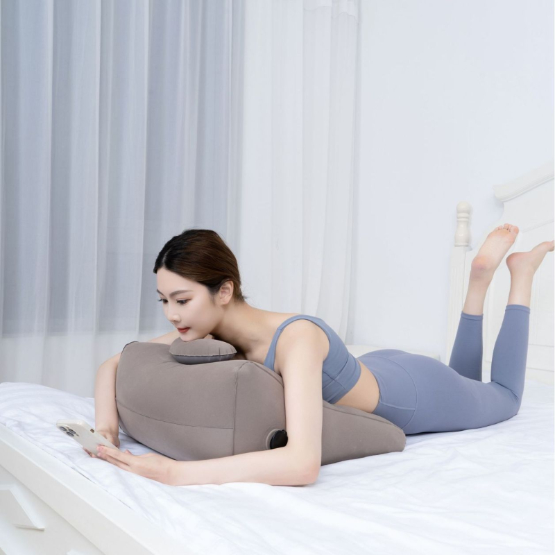 Pūšams ceļojumu kāju balsts, PVC flocking materiāls, lielā diametra dubultā ventile, 0,4 mm biezums, 0,4 kg svars