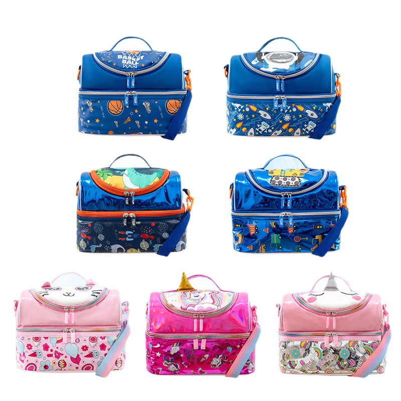 Animirana crossbody izolirana torba za ručak za osnovnoškolce – Oxford plat, podstava od poliestera, vodootporna i izolirana, unisex, jesen 2025