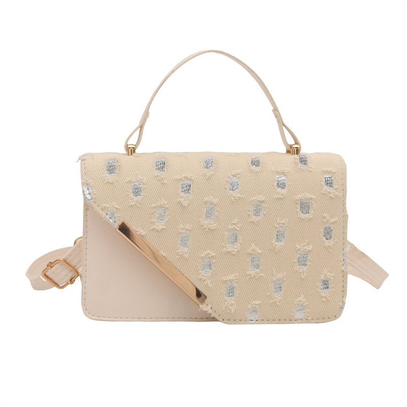 Crossbody mala kvadratna torbica s francuskim nišnim dizajnom i retro vibom, ulični stil (Materijal: poseban; Oblik: horizontalni kvadrat; Zatvaranje: poklopac; Unutarnji pretinci: pretinac sa zipom, džep za telefon)